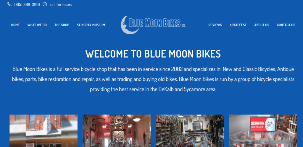 Homepage of Blue Moon Bikes website / bluemoonbikes.com