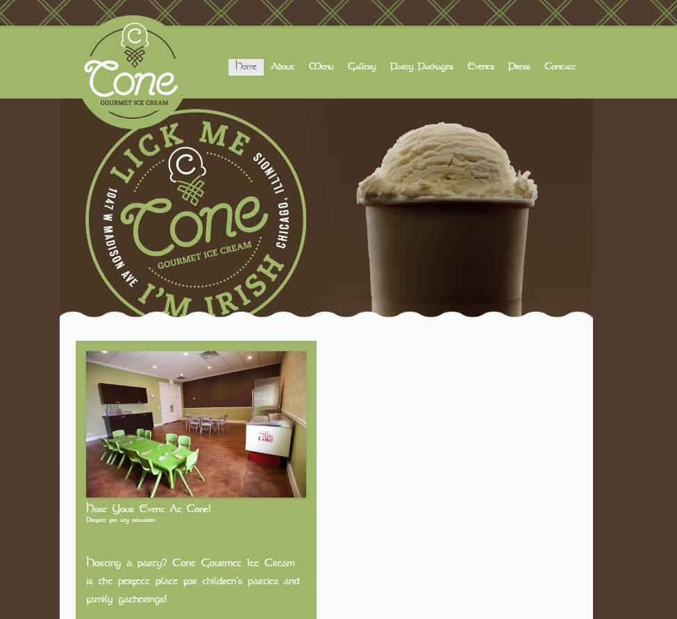 Homepage of Cone Gourmet website / conechicago.com