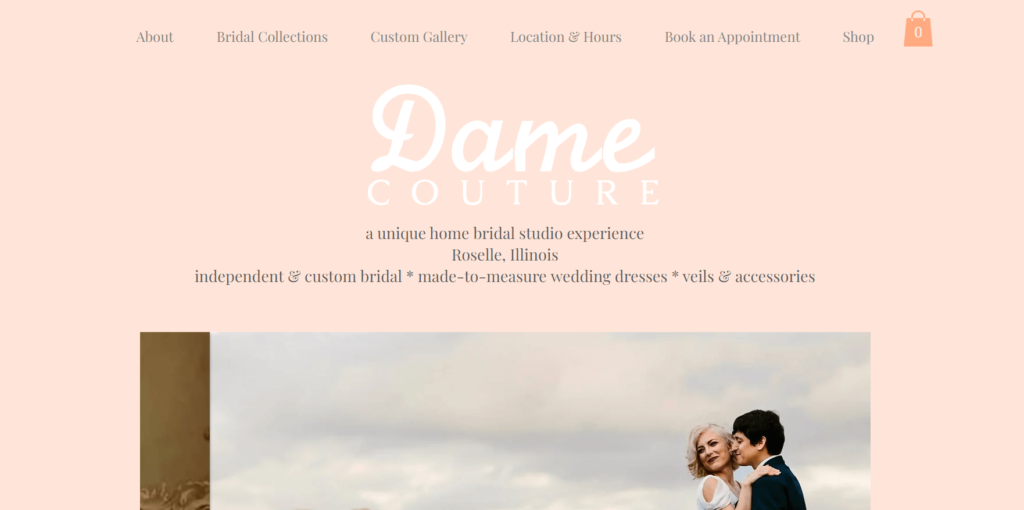 Homepage of Dame Couture website / damecouture.com