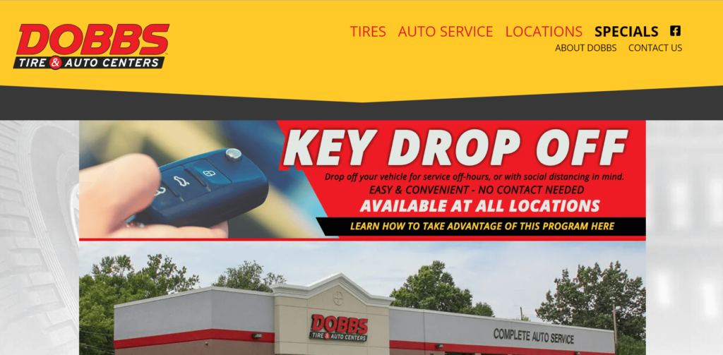 Homepage of Dobbs Tire & Auto Center website / gotodobbs.com