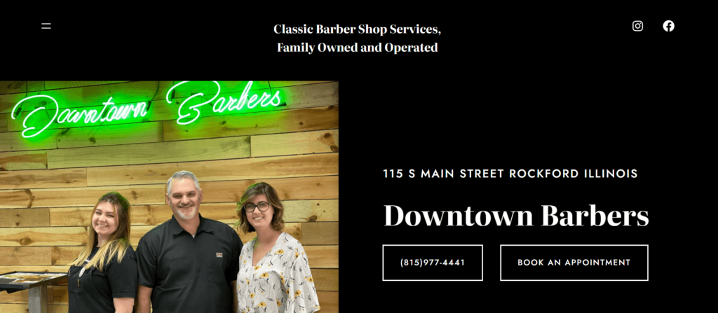 Homepage of Downtown Barbers / downtownbarbers815.com