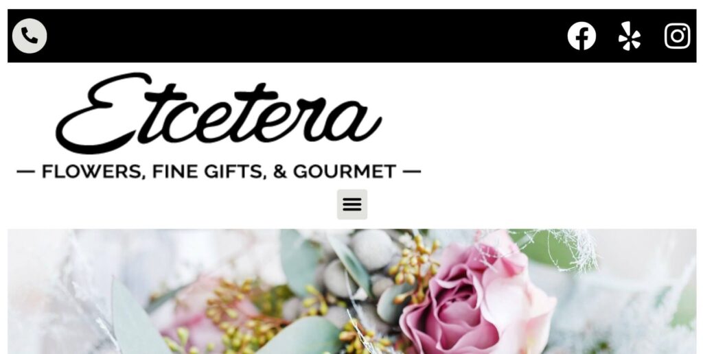 Homepage of Etcetera Flowers & Gifts website / etceteraflowersandgifts.com