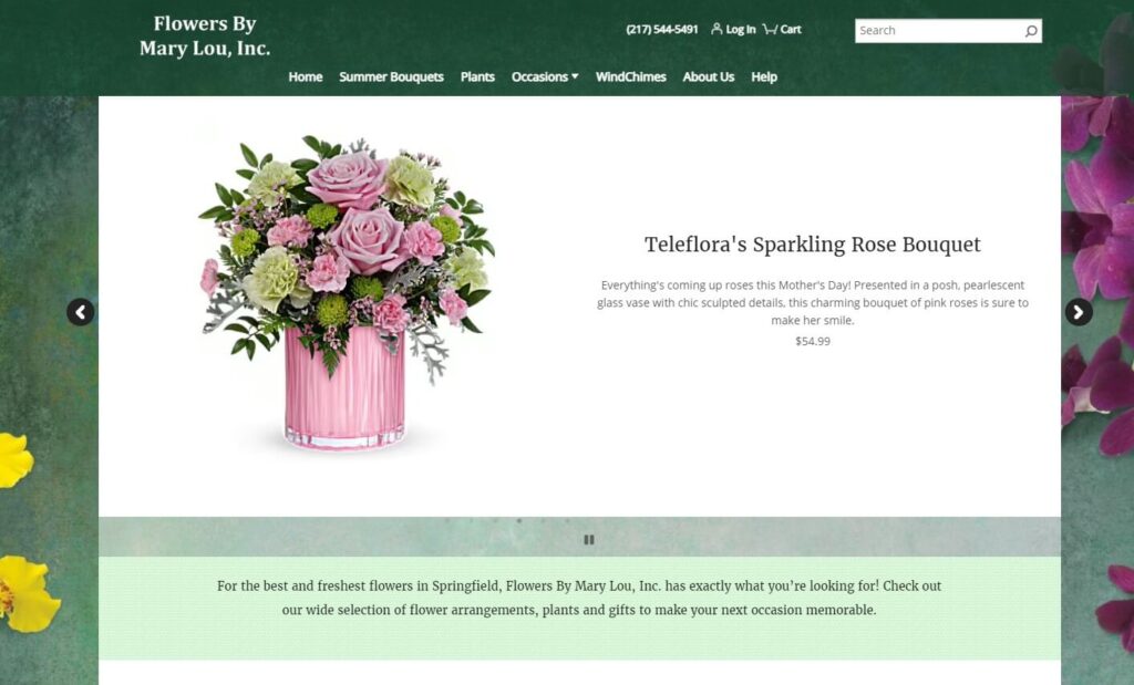 Homepage of Flowers by Mary Lou website / flowersbymarylou.com