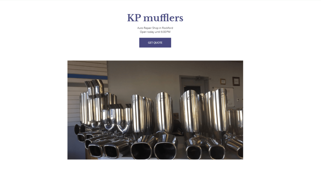 Homepage of K&P Mufflers website / k-pmufflers.com