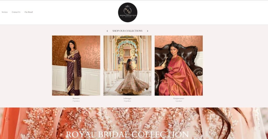 Homepage of Krishna Fashion House website / krishnafashionhouse.com