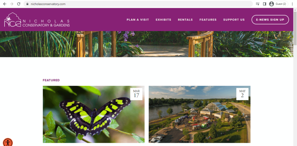 Homepage of Nicholas Conservatory & Gardens
Link: https://nicholasconservatory.com/