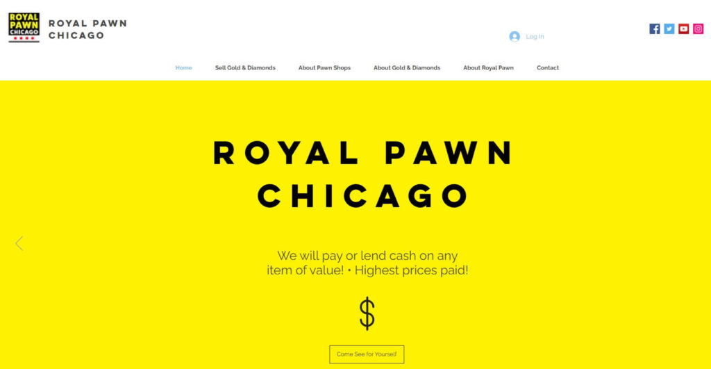 Homepage of Royal Pawn Chicago / royalpaycash.com