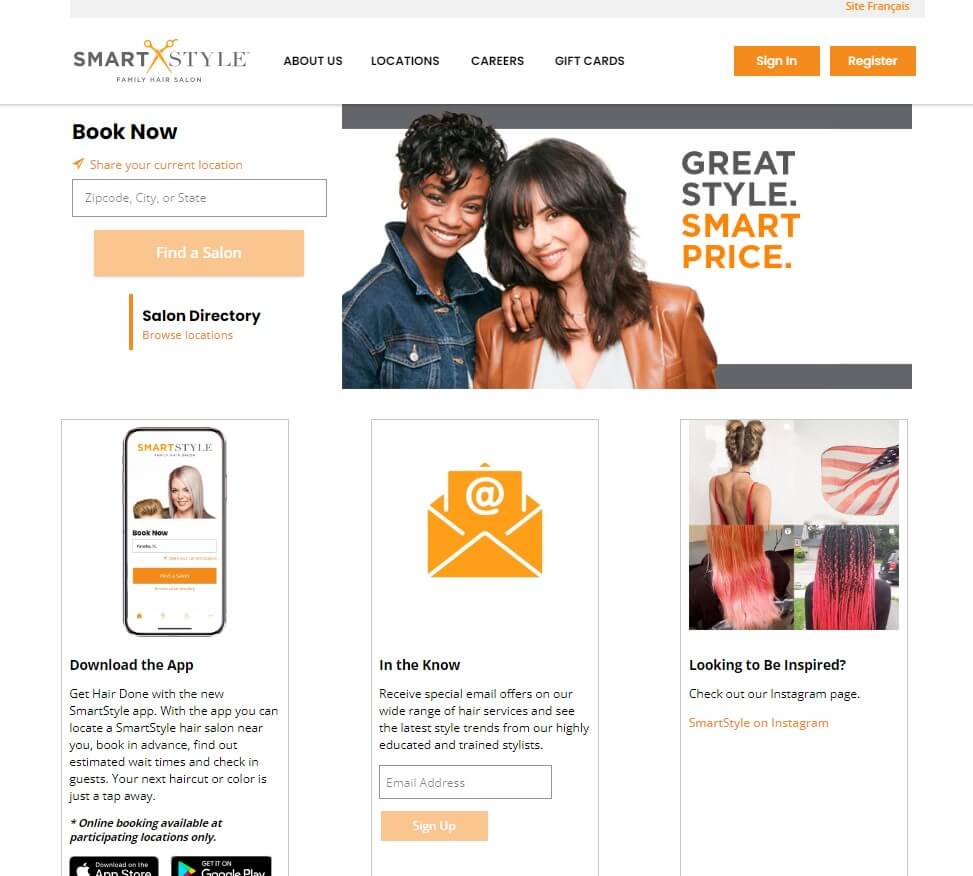 Homepage of Smart Style website / smartstyle.com