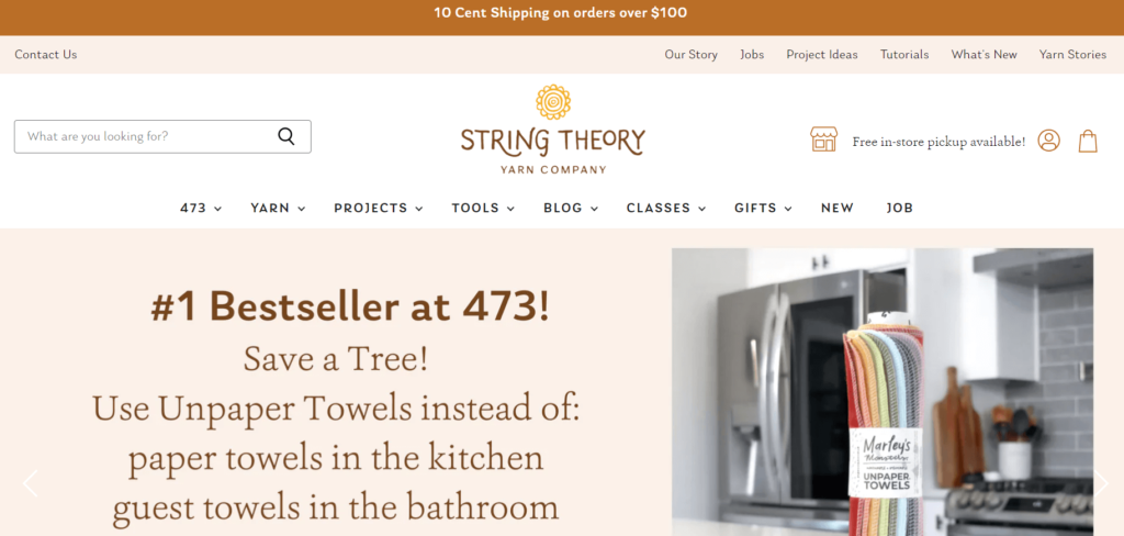 Homepage of String Theory Yarn Company website / stringtheoryyarncompany.com
