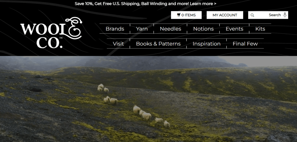 Homepage of Wool & Company website / woolandcompany.com
