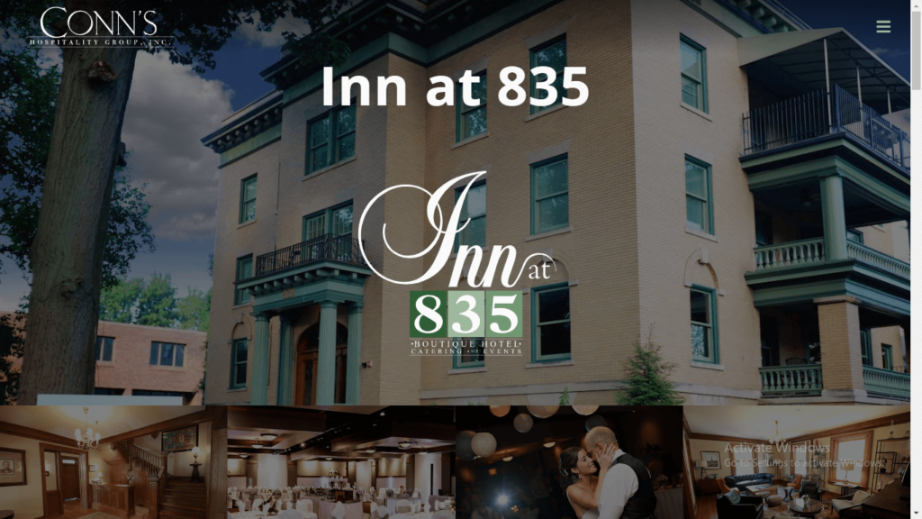 Homepage of Inn at 835's website / connshg.com