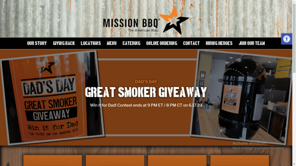 Homepage of Mission BBQ's website / mission-bbq.com