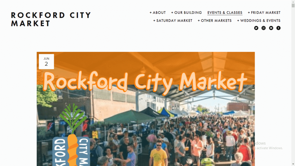 Homepage of Rockford City Market's website / rockfordcitymarket.com