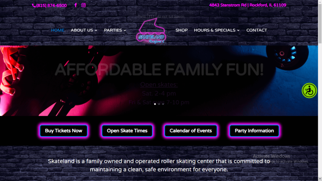 Homepage of Skateland Rocks!'s website / skatelandrocks.com