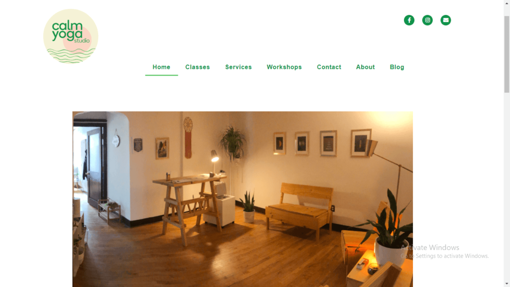 Homepage of The Calm Company Yoga's website / calmyoga.studio