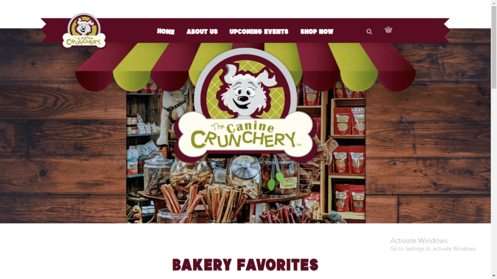 Homepage of The Canine Crunchery, Inc.'s website / thecaninecrunchery.com