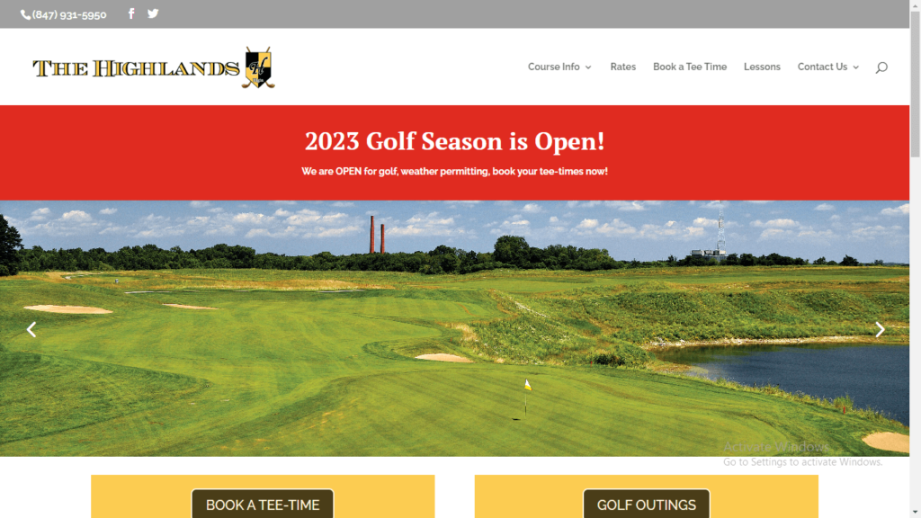 Homepage of The Highlands of Elgin Golf Course's website / highlandsofelgin.com