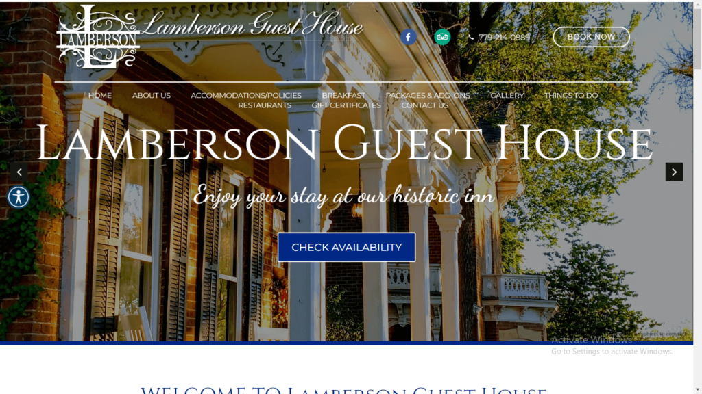 Homepage of The Lamberson Guest House's website /lambersonguesthouse.com