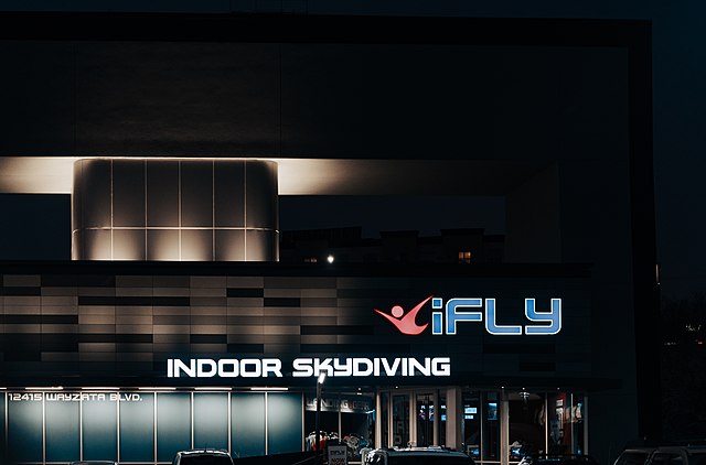 Exterior view of iFly Indoor Skydiving / Wikimedia Commons / Tony Webster
Link: https://commons.wikimedia.org/wiki/File:IFLY_Indoor_Skydiving_(46385498334).jpg